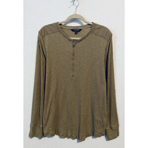 Ralph Lauren Top Womens 2X Brown Ribbed Quarter Zip Long Sleeve Loungewear